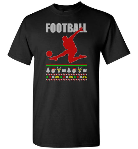 Football Ugly Christmas Sweater - Short Sleeve T-Shirt - Black / S