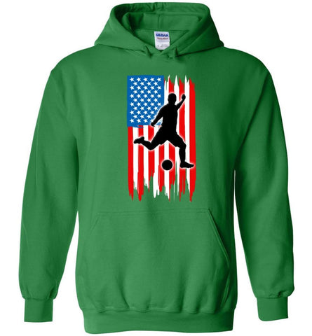 Football With American Flag - Hoodie - Irish Green / M