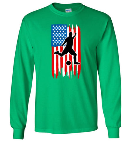 Football With American Flag Long Sleeve - Irish Green / M