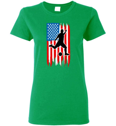 Football With American Flag Women Tee - Irish Green / M