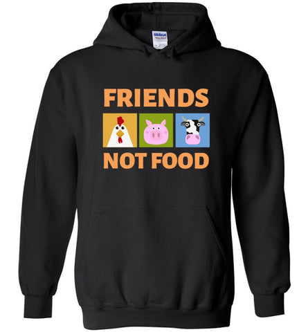 Friends Not Food Vegan Shirt Vetetarian Animal Rescue Tee - Hoodie - Black / M