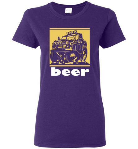 Funny Beer Alcohol Jeep 4x4 Drinking Shirt Truck Car Jeep Lover Women Tee - Purple / M