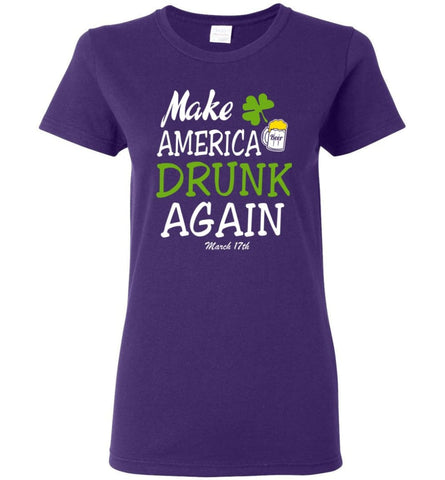 Funny Beer Lover Shirt Make America Drunk Again Drinking Team Here Women Tee - Purple / M