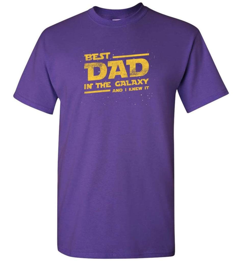 Funny Dad Shirt Best Dad In The Galaxy - Short Sleeve T-Shirt - Purple / S