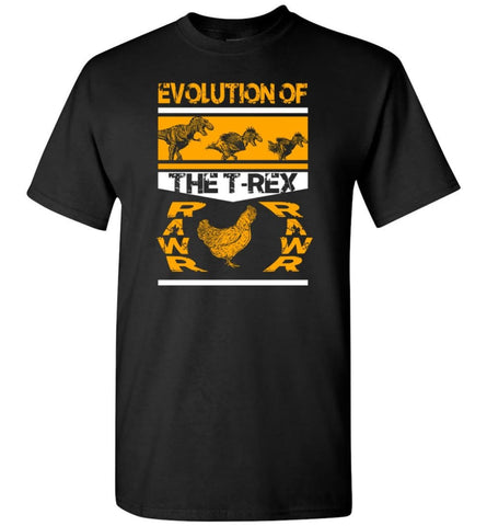 Funny Dinosaur Shirt Evolution Of The T Rex Rawr Chicken T-Shirt - Black / S