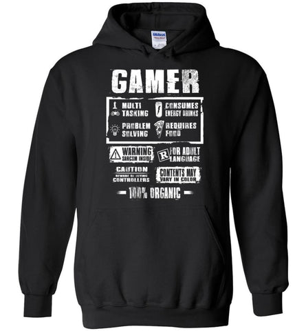Funny Gamer Label Shirt Funny Gift for Who love Video Game Gamers Gaming Addicted - Hoodie - Black / M