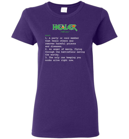 Funny Healer Definition Nerdy Healer Heroes T Shirts Gift For Gamer Women Tee - Purple / M