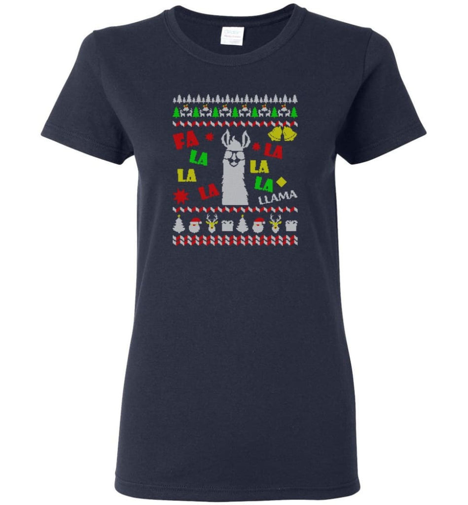 Funny Llama Ugly Christmas Sweater Llama Christmas Gift Hoodie Llamas Xmas Women’s Shirts - Navy / M