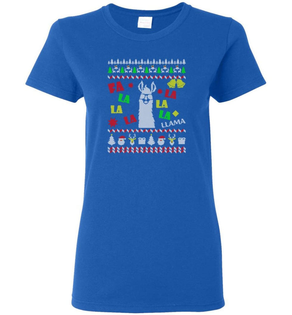 Funny Llama Ugly Christmas Sweater Llama Christmas Gift Hoodie Llamas Xmas Women’s Shirts - Royal / M