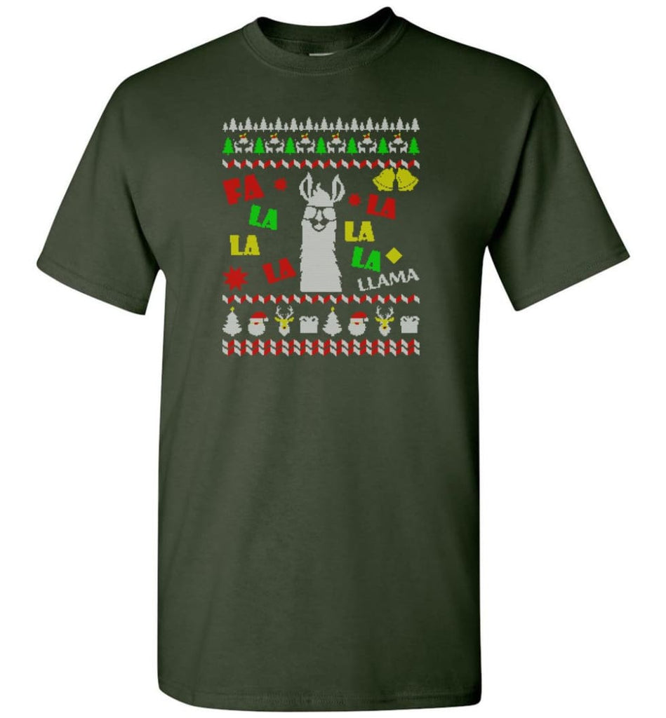 Funny Llama Ugly Christmas Sweater Llama Christmas Gift Hoodie Llama Xmas shirt - Forest Green / S
