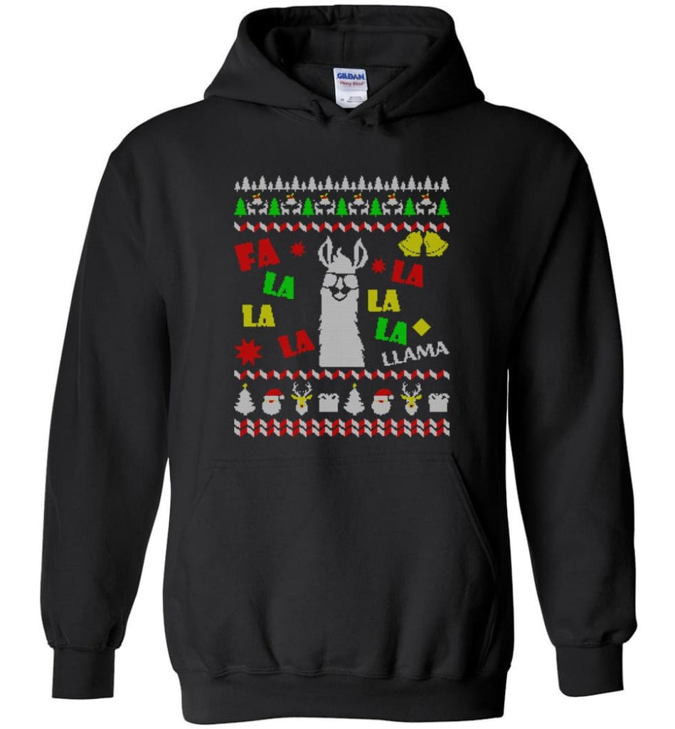 Funny Llama Ugly Christmas Sweater Llama Christmas Gift Hoodie Llama Xmas Sweatshirt Hoodie - Black / M