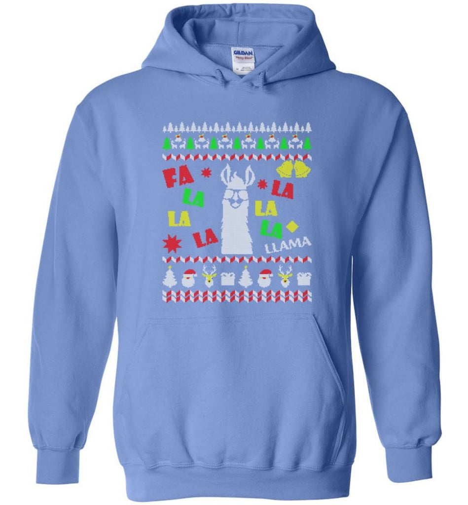 Funny Llama Ugly Christmas Sweater Llama Christmas Gift Hoodie Llama Xmas Sweatshirt Hoodie - Carolina Blue / M