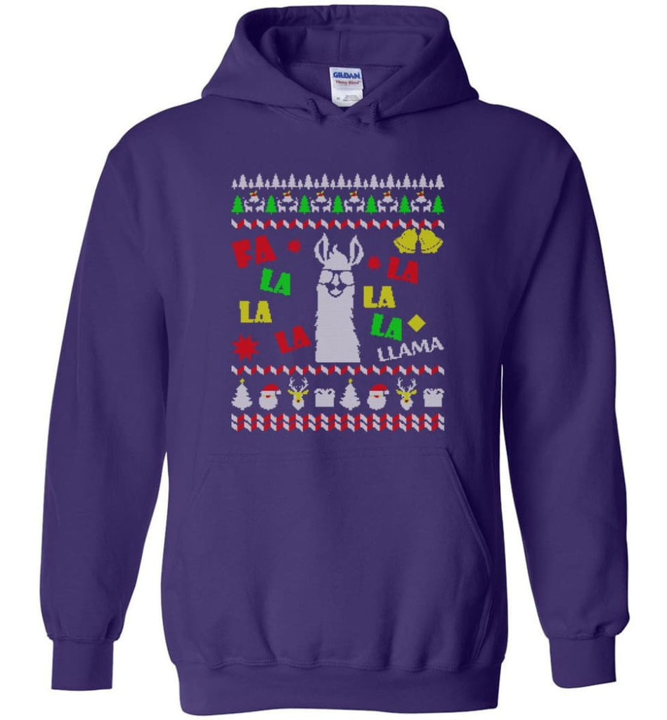 Funny Llama Ugly Christmas Sweater Llama Christmas Gift Hoodie Llama Xmas Sweatshirt Hoodie - Purple / M