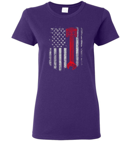 Funny Mechanic Shirt American Mechanic Shirt Presents For Diesel And Car Mechanics - Women T-shirt - Purple / M