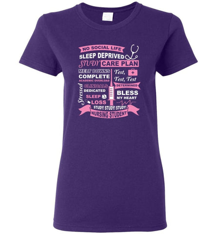 Funny Nursing Student T shirt Nurse Life Love being Nurse Practice Nurse RN Nurse Women Tee - Purple / M