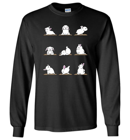 Funny Rabbit Yoga Shirt Gift For Yoga Lovers or Yogist Or Rabbit Lovers - Long Sleeve T-Shirt - Black / M