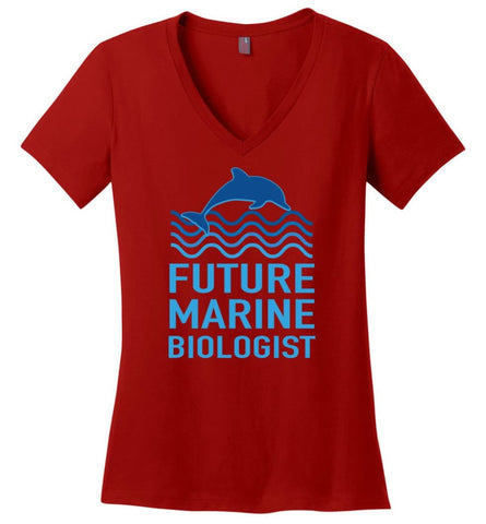 Future Marine Biologist Ladies V-Neck - Red / M