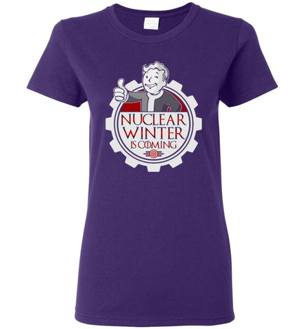 Game Of Throne Fallout Nuclear Winter Is Coming Brother Hood Steel Women Tee - Purple / M