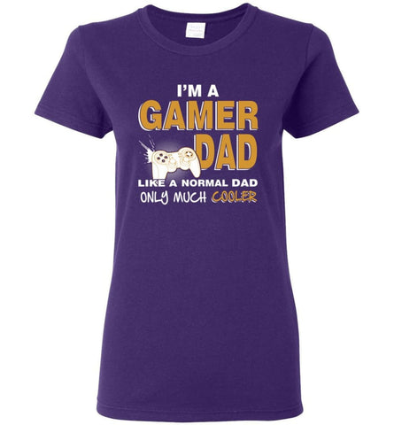 Gamer Dad Gift For Daddy Love Gaming Cool Father of Gamers Women Tee - Purple / M