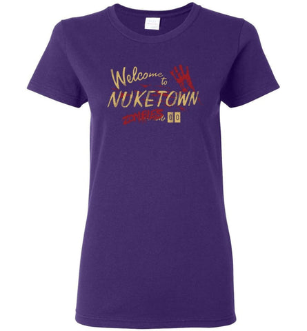 Geek Welcome to Nuketown 00 Zombies CoD Gaming Fans Ladies Shirt - Purple / S