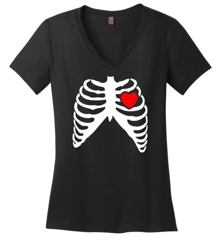Gobble Till You Wobble Funny Thanksgiving Ladies V-Neck - Black / M