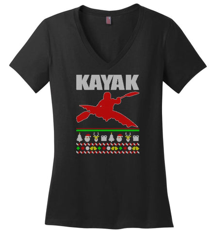 Golf Ugly Christmas Sweater Ladies V-Neck - Black / M