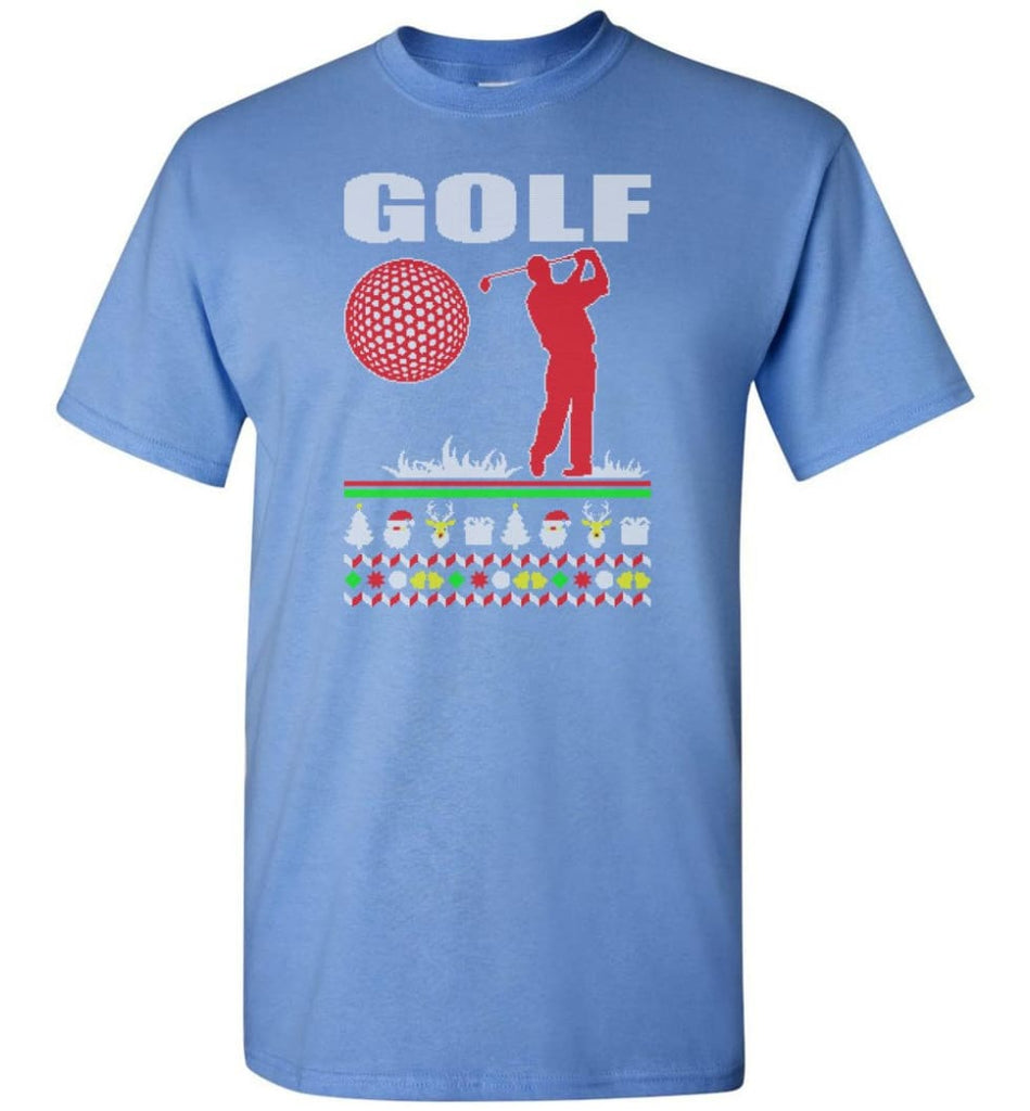 Golf Ugly Christmas Sweater - Short Sleeve T-Shirt - Carolina Blue / S