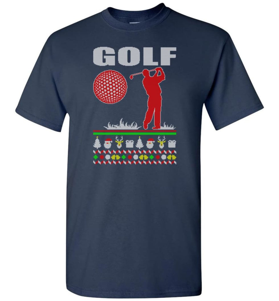 Golf Ugly Christmas Sweater - Short Sleeve T-Shirt - Navy / S