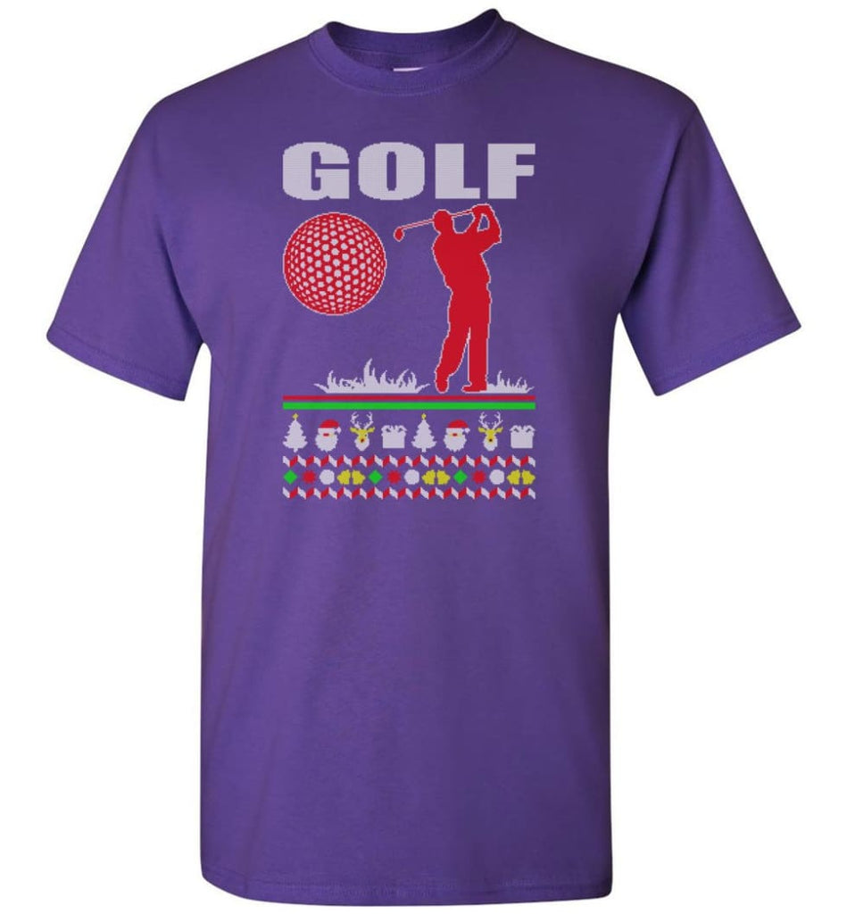 Golf Ugly Christmas Sweater - Short Sleeve T-Shirt - Purple / S