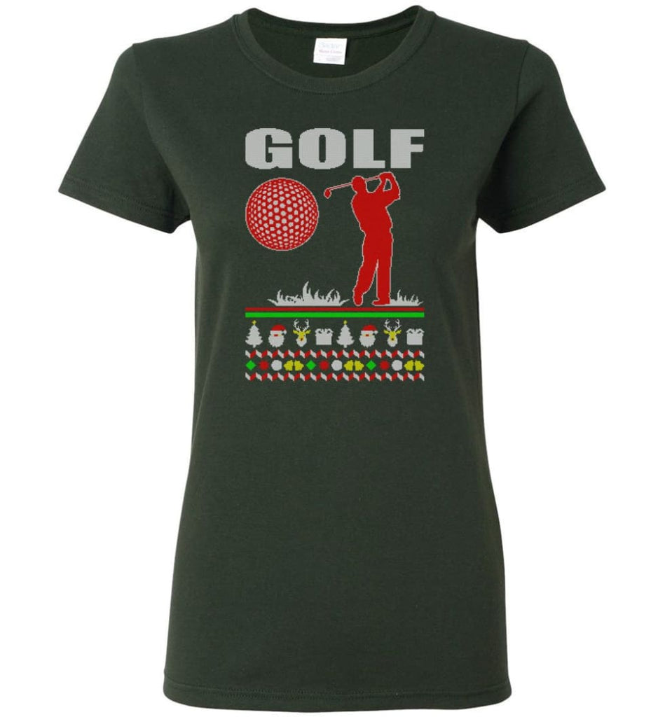 Golf Ugly Christmas Sweater Women Tee - Forest Green / M