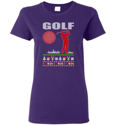 Golf Ugly Christmas Sweater Women Tee - Purple / M