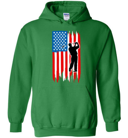 Golf With American Flag - Hoodie - Irish Green / M
