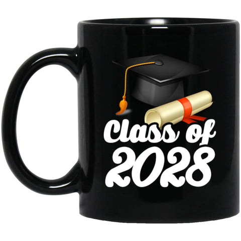 Graduation Gift Shirt Class Of 2028 Graduates 11 oz Black Mug - Black / One Size - Drinkware
