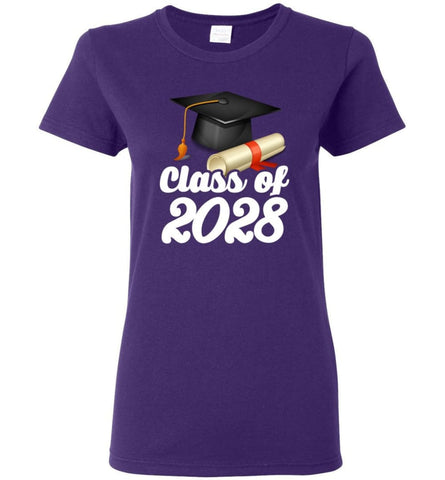 Graduation Gift Shirt Class Of 2028 Graduates Women Tee - Purple / M