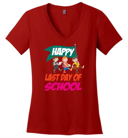 Graduation Gift Shirt Student Kindergarten Last Day Of School Ladies V Neck - Red / M - womens apparel