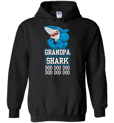 Grandpa Shark Doo Doo Doo Doo Doo Doo - Hoodie - Black / M - Hoodie
