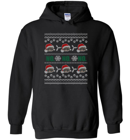 Grumpy Cat Ugly Christmas Ho Ho No Grumpy Cat Sweater Angry Cat Xmas - Hoodie - Black / M
