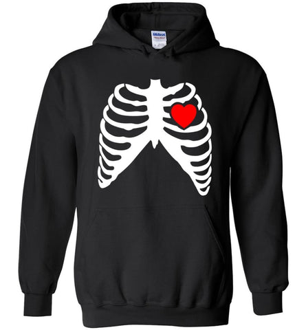 Halloween Costume Pregnant Skeleton Xray Costume - Hoodie - Black / M