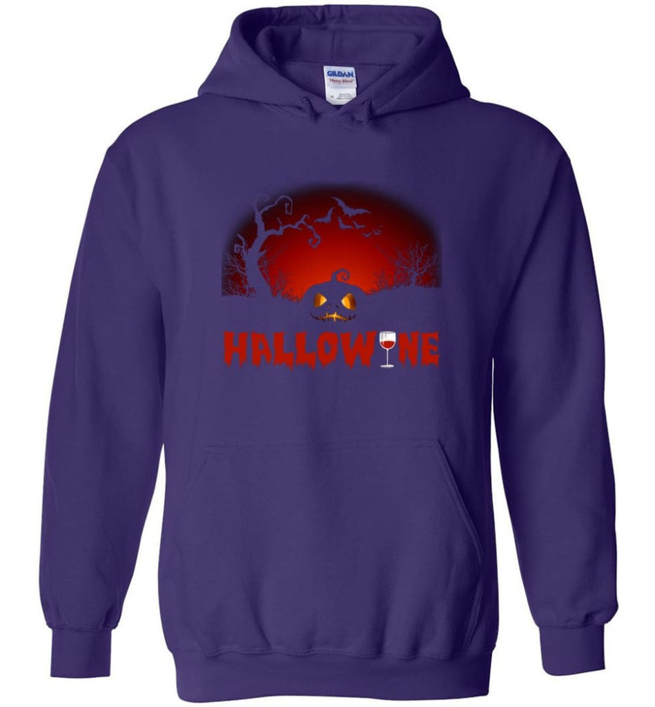 Hallowine T shirt Funny Scary Cool Halloween Costume Hoodie - Purple / M