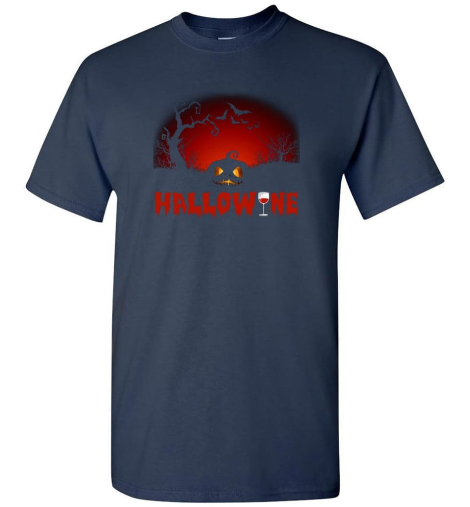 Hallowine T shirt Funny Scary Cool Halloween Costume - Short Sleeve T-Shirt - Navy / S