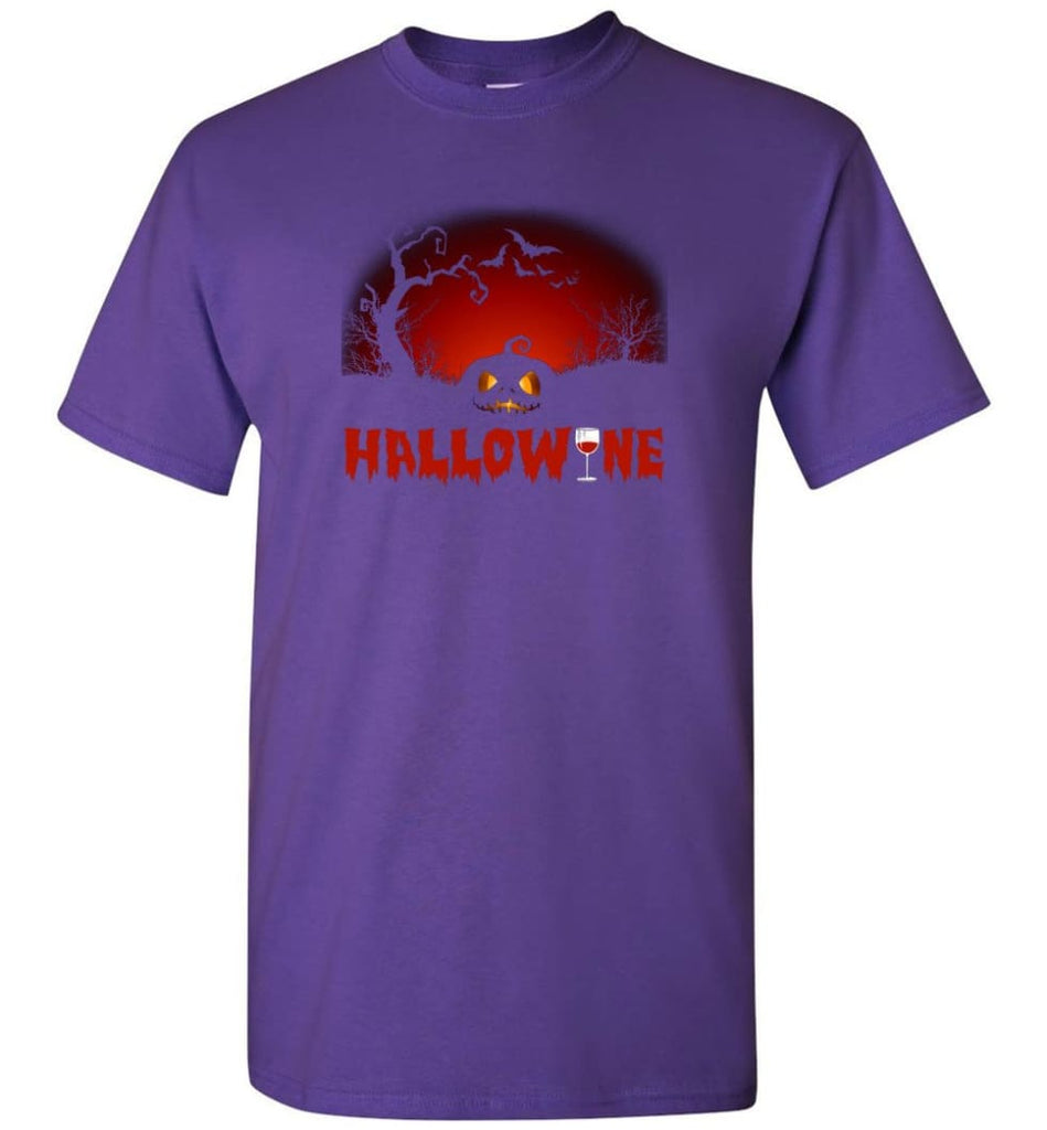 Hallowine T shirt Funny Scary Cool Halloween Costume - Short Sleeve T-Shirt - Purple / S