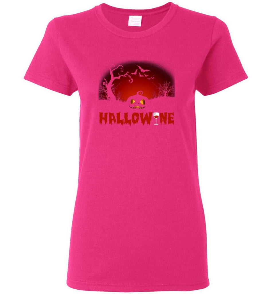 Hallowine T shirt Funny Scary Cool Halloween Costume Women Tee - Heliconia / M