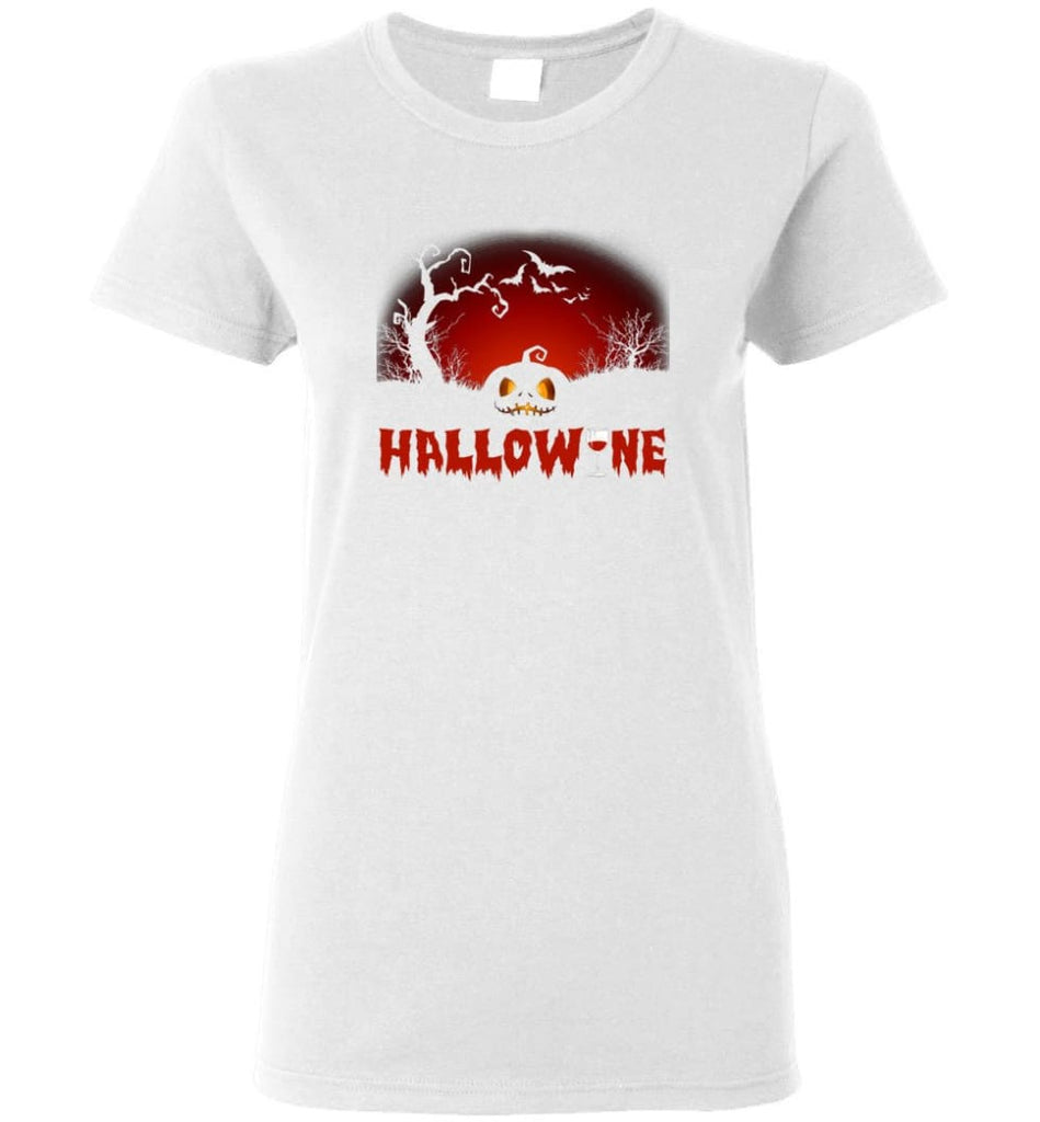 Hallowine T shirt Funny Scary Cool Halloween Costume Women Tee - White / M