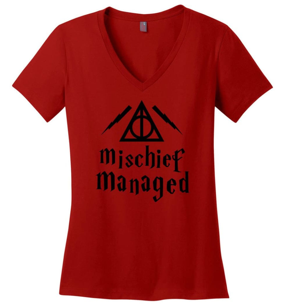 Harry Mischief Shirt Potter Managed Gift For Fan Sof Book Ladies V-Neck - Red / M