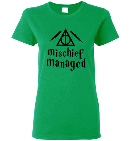 Harry Mischief Shirt Potter Managed Gift for Fan sof Book Women Tee - Irish Green / M