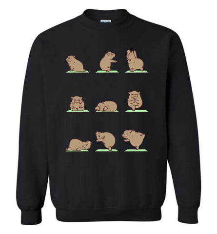 Hippie Yoga Shirt Funny Hippo Yoga Pose Downward Yoga Hippopotamus Class Sweatshirt - Black / M
