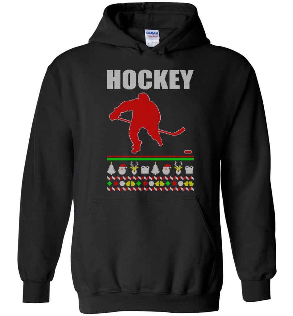 Hockey Ugly Christmas Sweater - Hoodie - Black / M