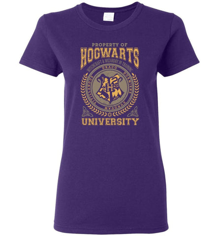 Hogwarts Alumni Shirt Property Of Hogwarts University Students Ladies Womens T-shirt - Purple / M