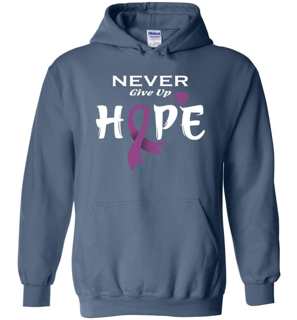 Honors Caregivers Cancer Awareness Never Give Up Hope Hoodie - Indigo Blue / M