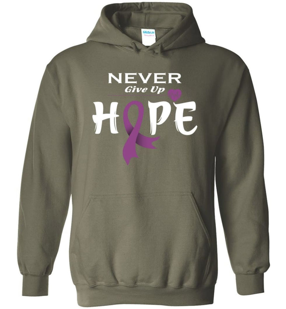 Honors Caregivers Cancer Awareness Never Give Up Hope Hoodie - Military Green / M